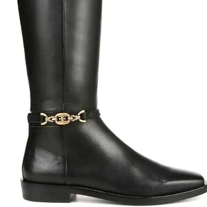 Sam Edelman Clive Black Black Leather Square Toe Tall Boot 7 1/2 M